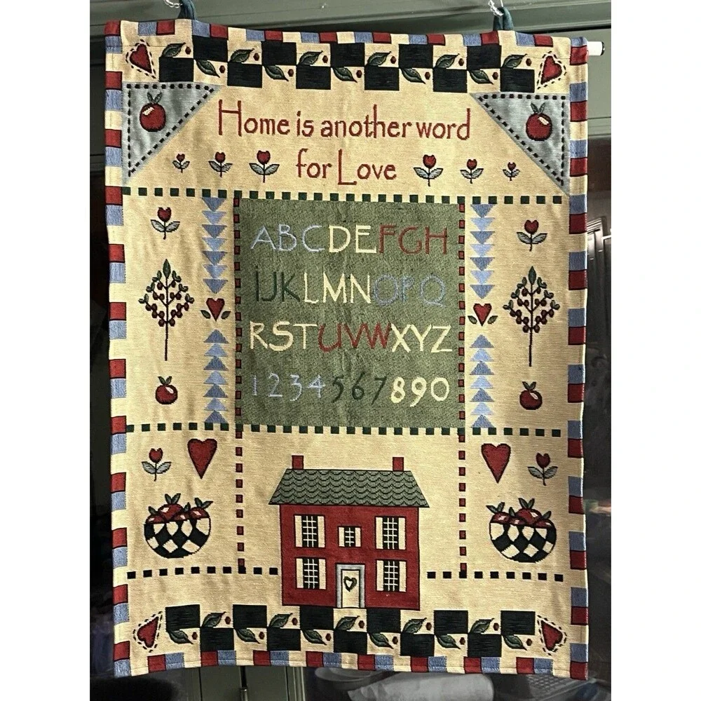 Vintage Elk Grove Village ABC Hanging Tapestry Countrycore Cottage 35.5 x 26.5”